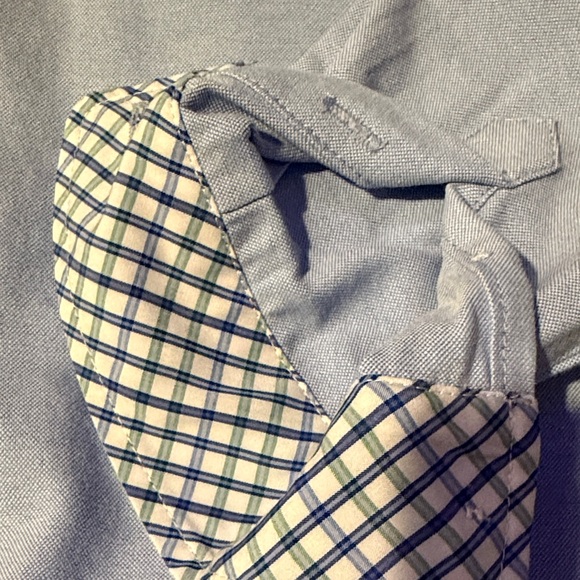 Henry Duvall Light Blue Button Down Shirt with Checkered Collar - Picture 3 of 4